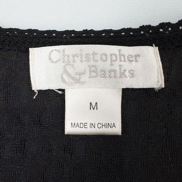 Christopher & Banks 3/4 Sleeve Lettuce Hem Top Womens Medium Artsy Fairy Grunge - Picture 3 of 16